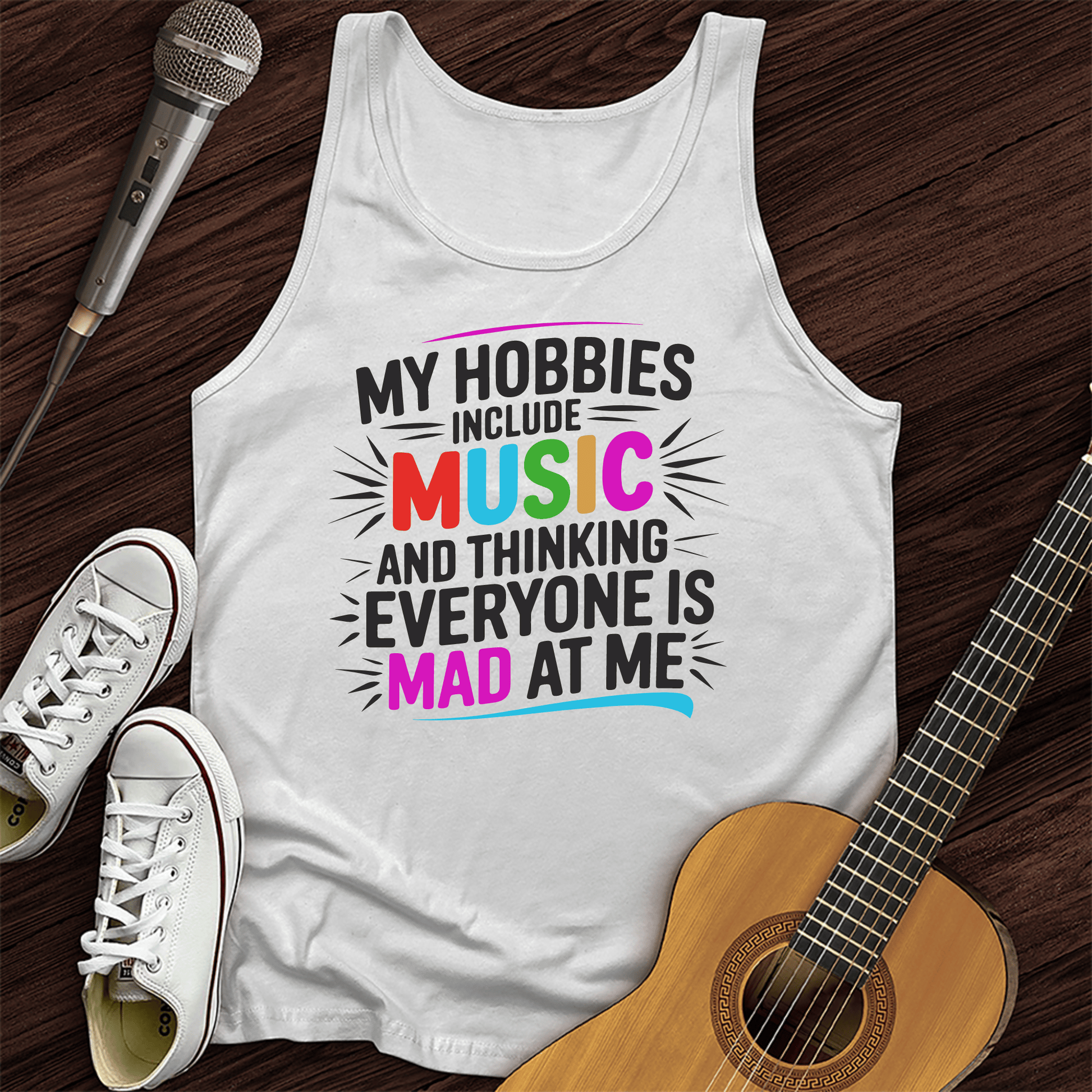 Printify Tank Top White / XS My Hobbies Include Music Tank Top
