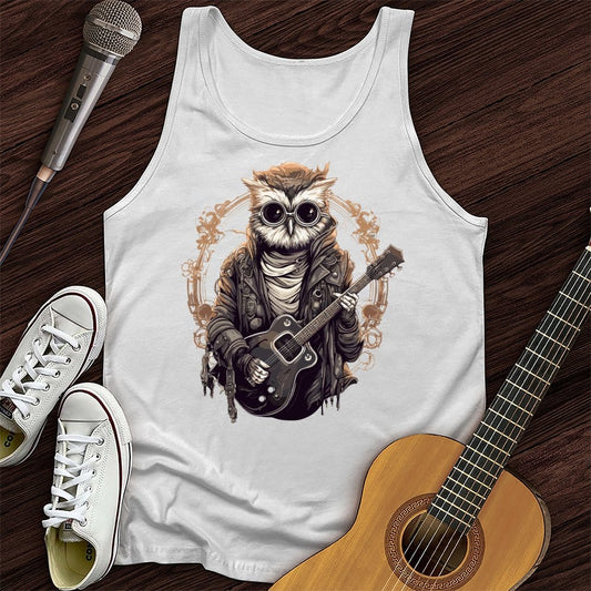 Printify Tank Top White / XS Owl Playing Guitar Unisex Tank Top