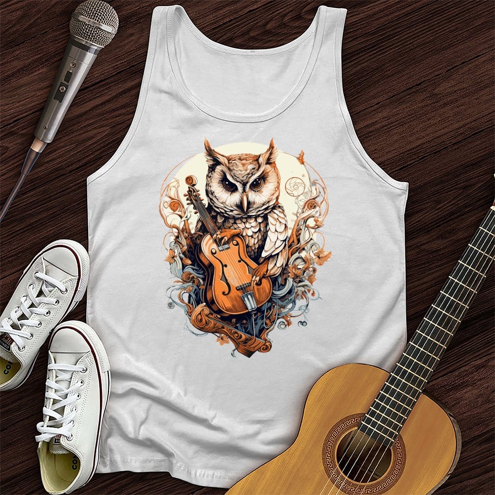 Printify Tank Top White / XS Owl Violin Unisex Tank Top