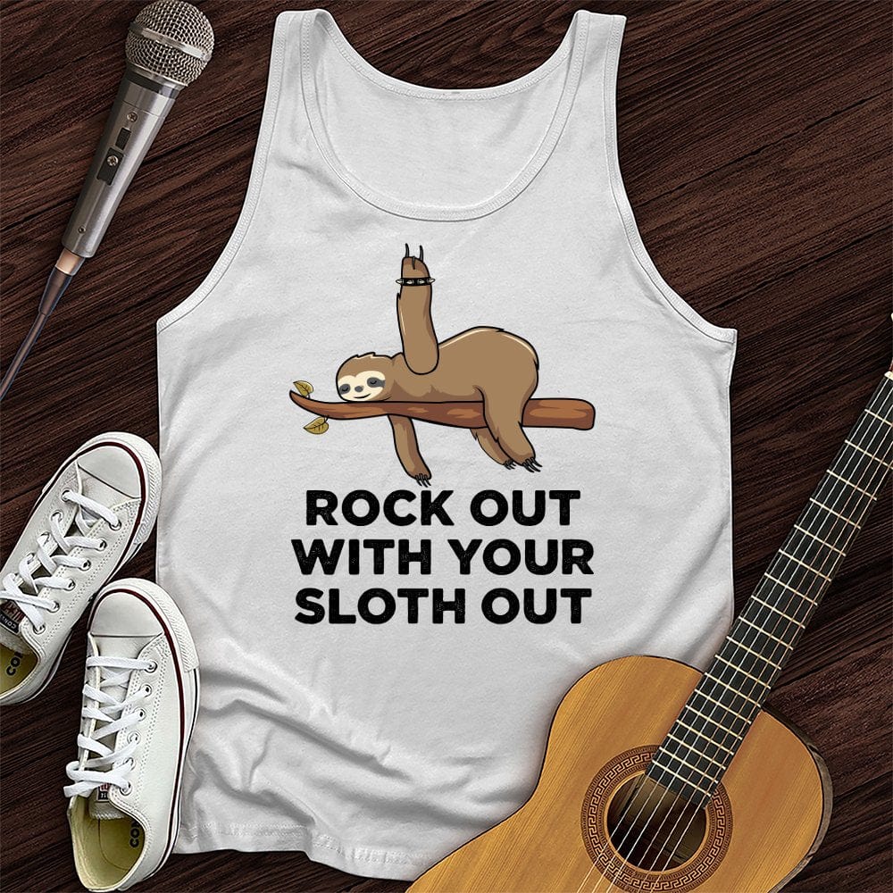 Printify Tank Top White / XS Party Sloth Unisex Tank Top