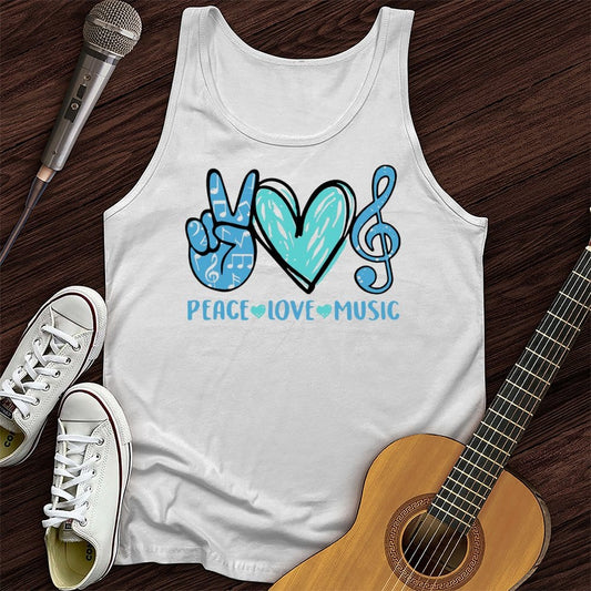 Printify Tank Top White / XS Peace, Love, Music Unisex Tank Top