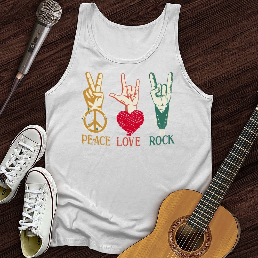 Printify Tank Top White / XS Peace, Love, Rock Tank Top