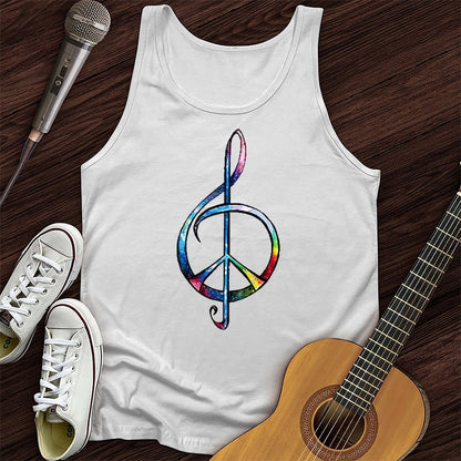 Printify Tank Top White / XS Peace Music Tie-Dye Unisex Tank Top