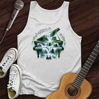 Printify Tank Top White / XS Piano Waterfall Unisex Tank Top