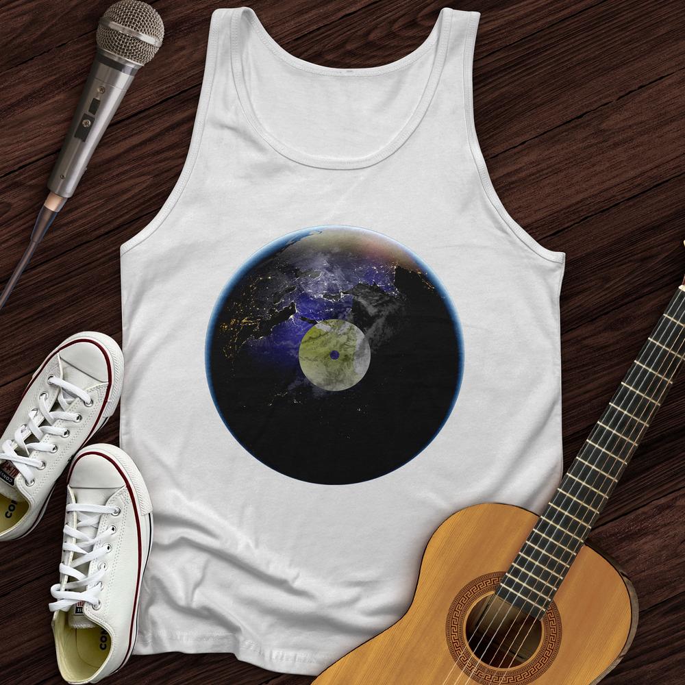 Printify Tank Top White / XS Planet Record Unisex Tank Top