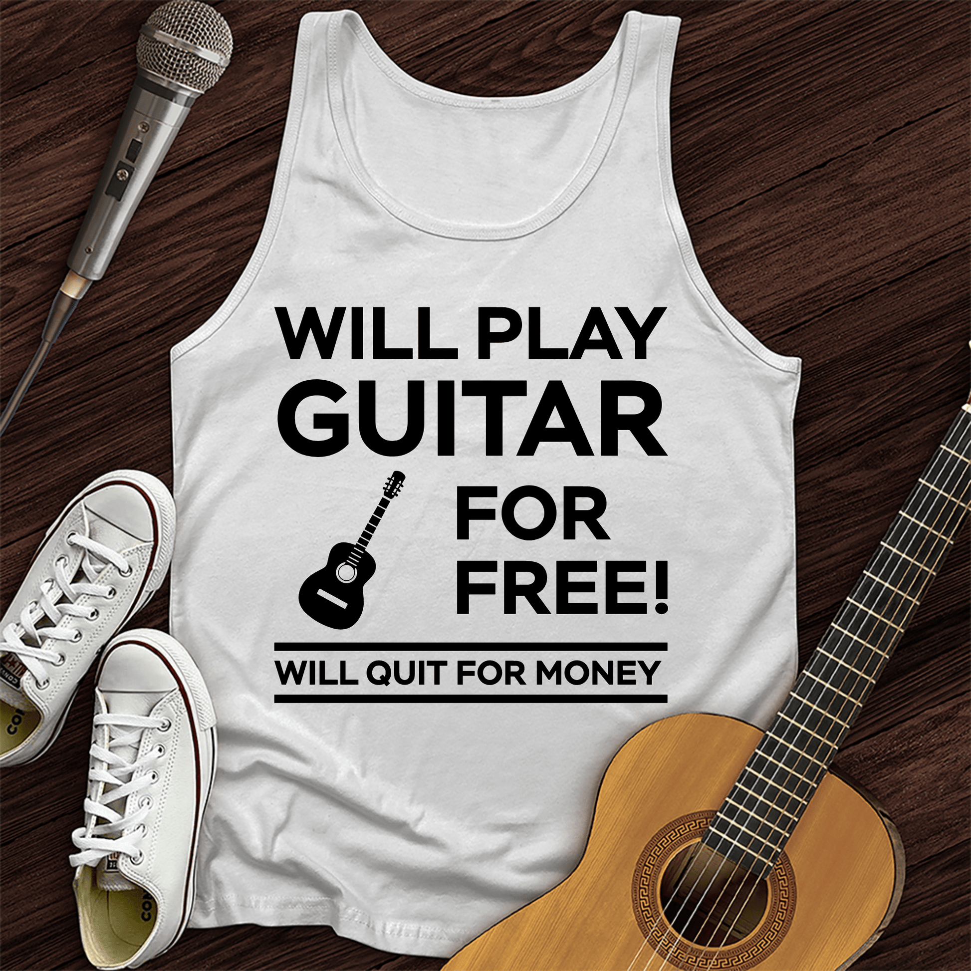 Printify Tank Top White / XS Play Guitar For Free Tank Top