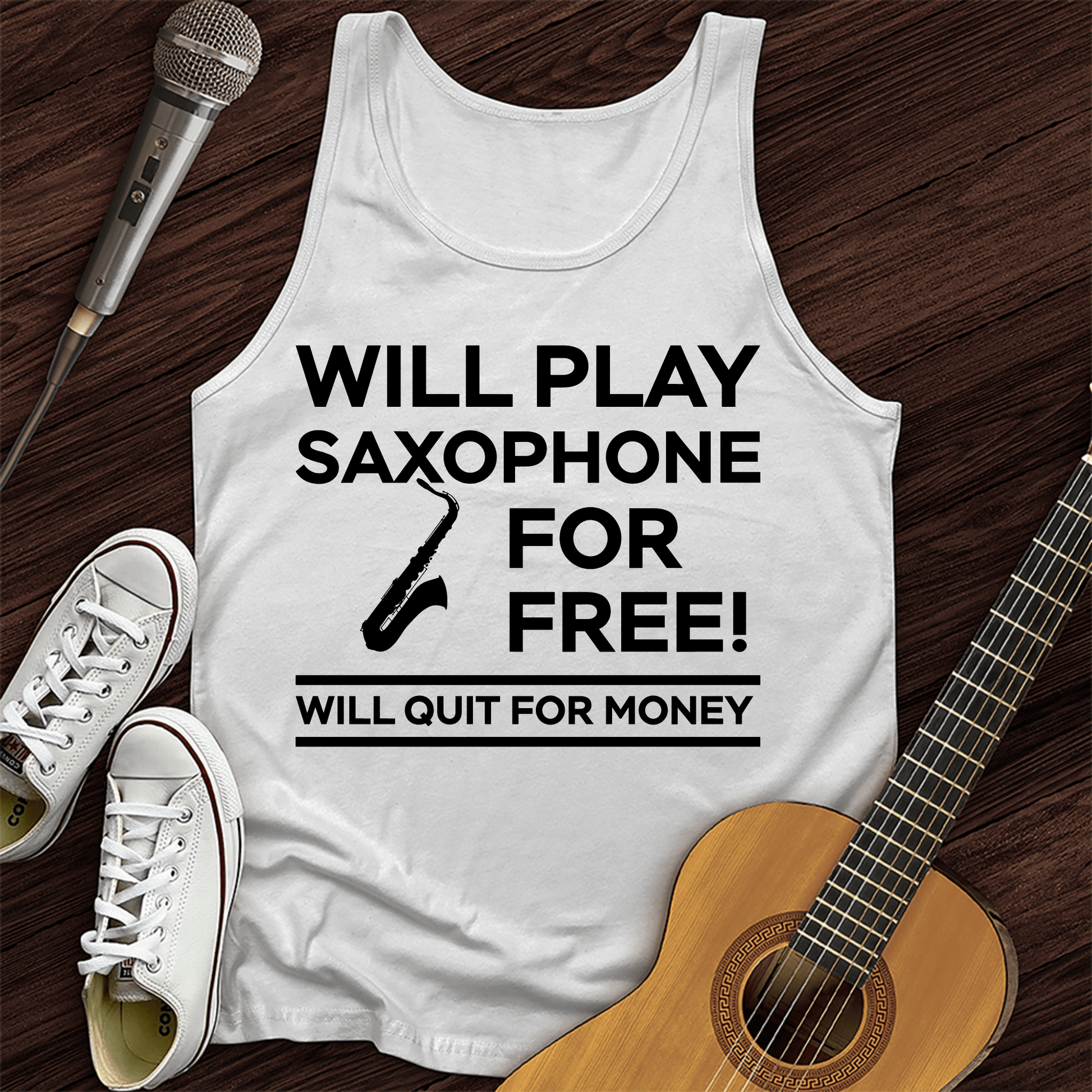 Printify Tank Top White / XS Play Saxophone For Free Tank Top