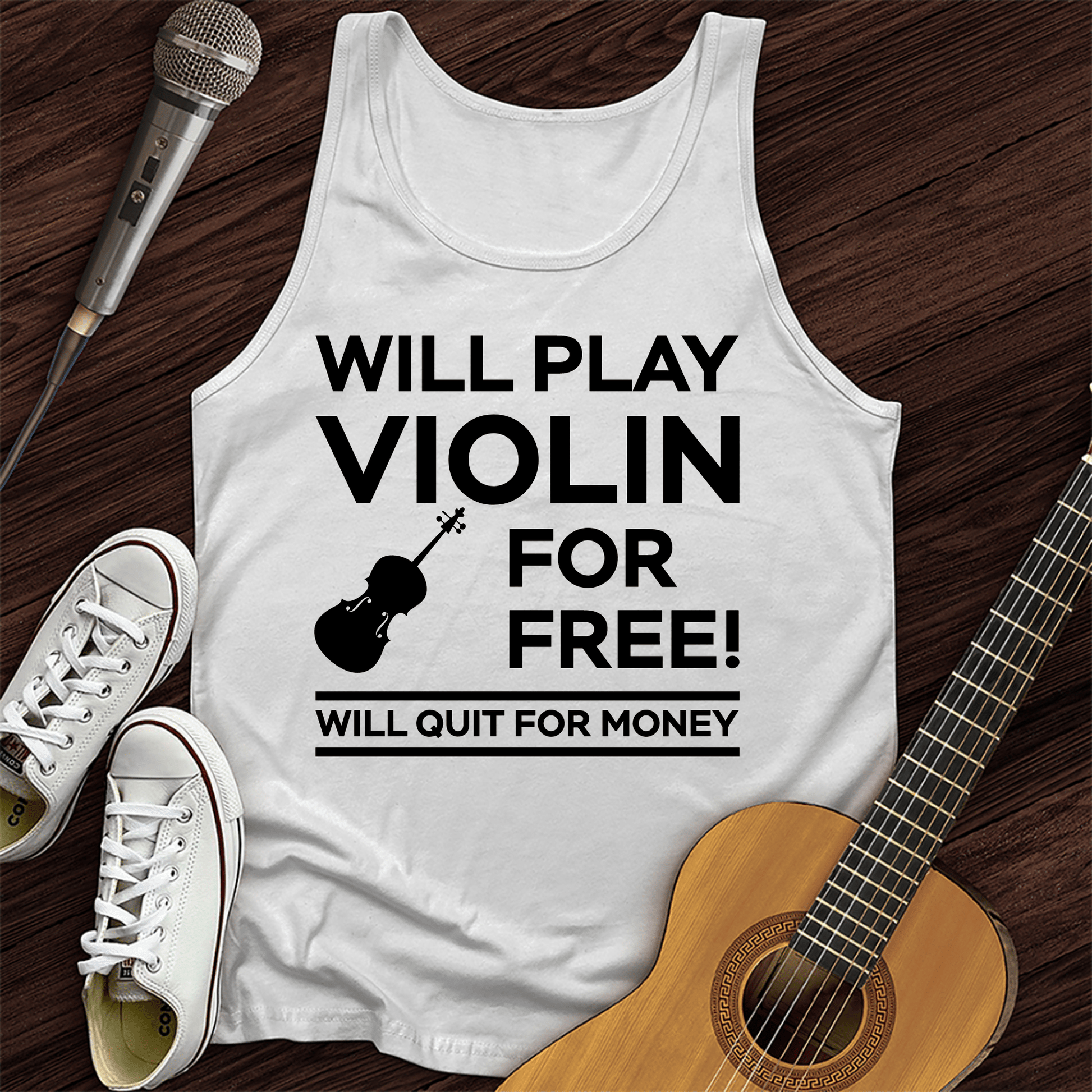 Printify Tank Top White / XS Play Violin For Free Tank Top