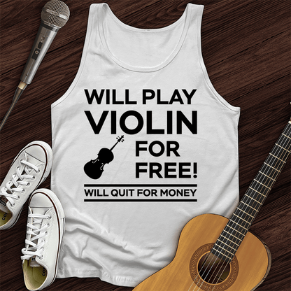 Printify Tank Top White / XS Play Violin For Free Tank Top
