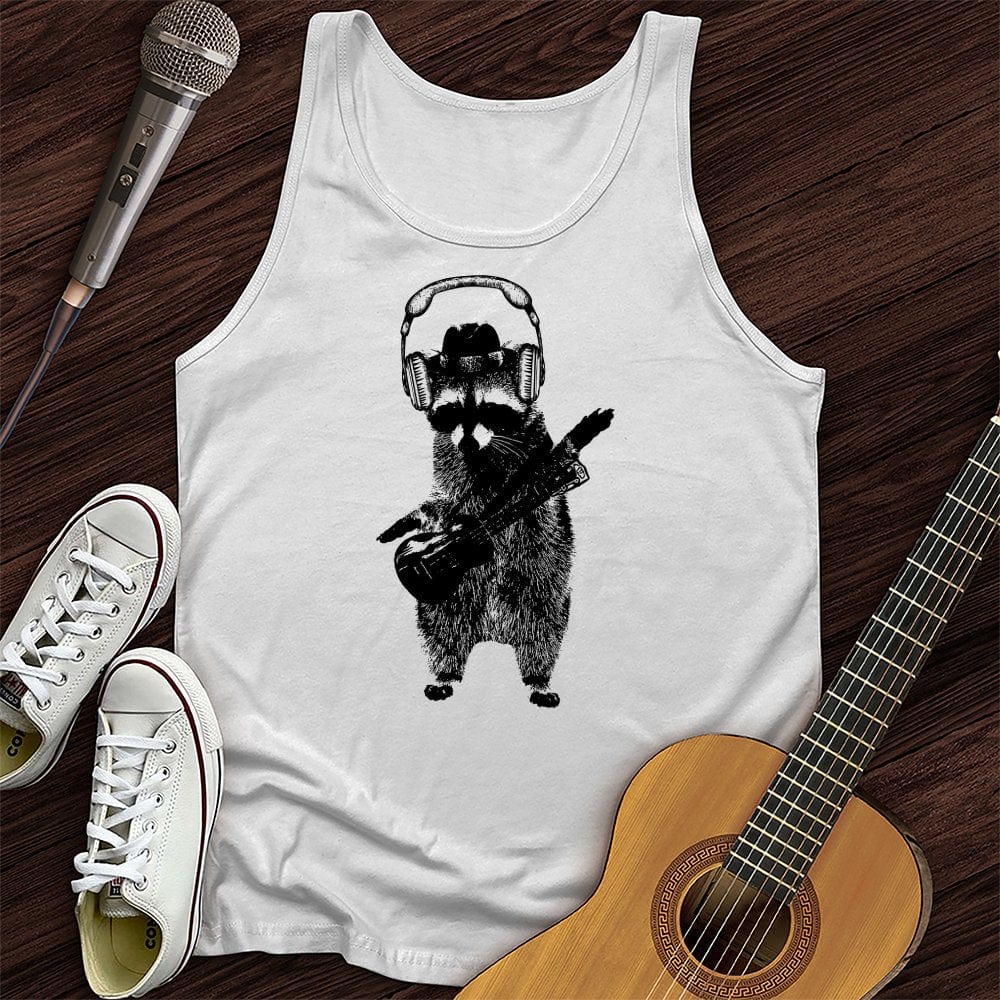 Printify Tank Top White / XS Racoon Rocker Unisex Tank Top