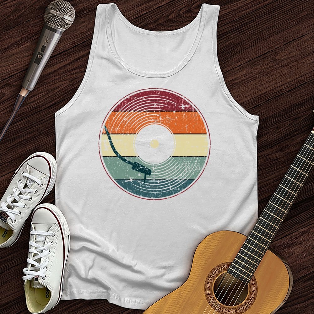 Printify Tank Top White / XS Retro Record Unisex Tank Top