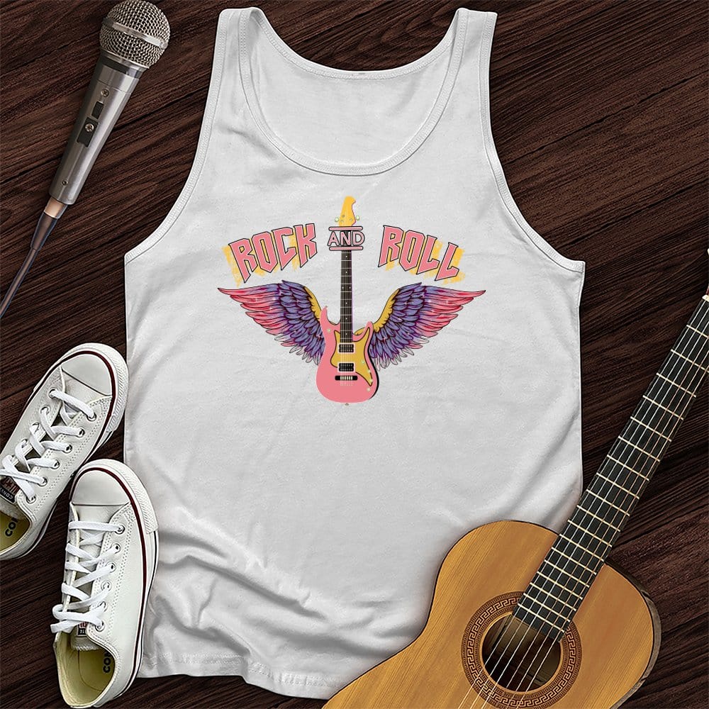 Printify Tank Top White / XS Rock and Roll is Pink Unisex Tank Top