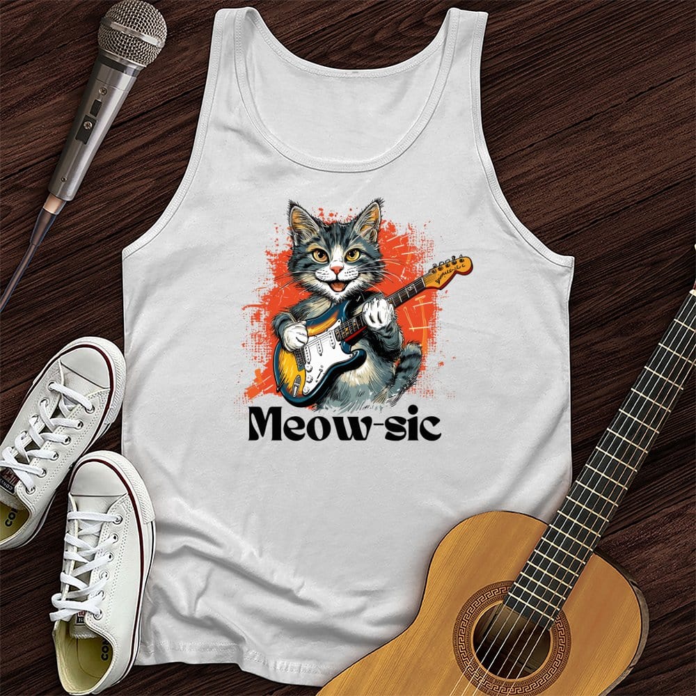 Printify Tank Top White / XS Rockin' Cat Unisex Tank Top