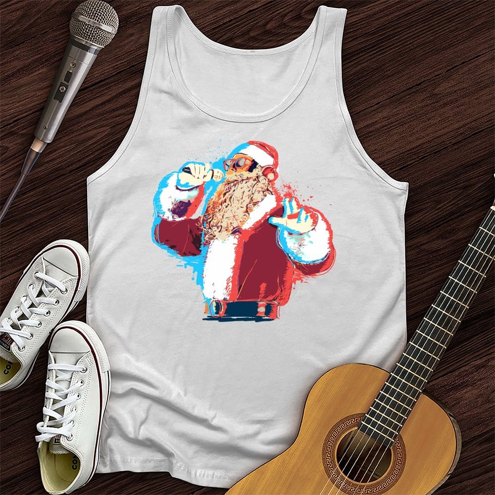 Printify Tank Top White / XS Santa On The Mic Unisex Tank Top