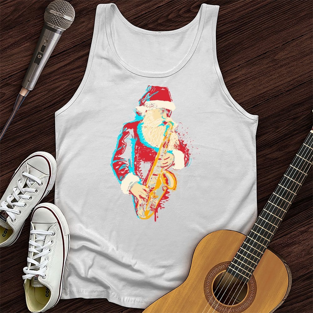 Printify Tank Top White / XS Santa Saxophone Unisex Tank Top