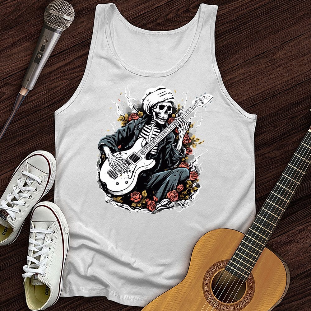 Printify Tank Top White / XS Skeleton Playing Music Unisex Tank Top