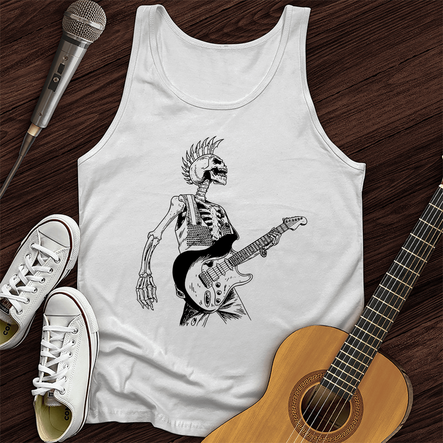 Printify Tank Top White / XS Skeleton Rocker Unisex Tank Top