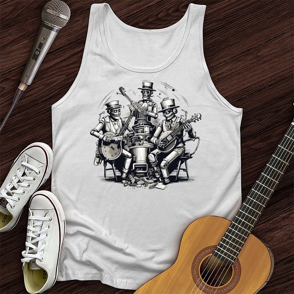 Printify Tank Top White / XS Steampunk Skeleton Band Unisex Tank Top