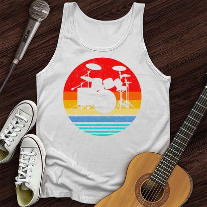 Printify Tank Top White / XS Vintage Drum Set Unisex Tank Top