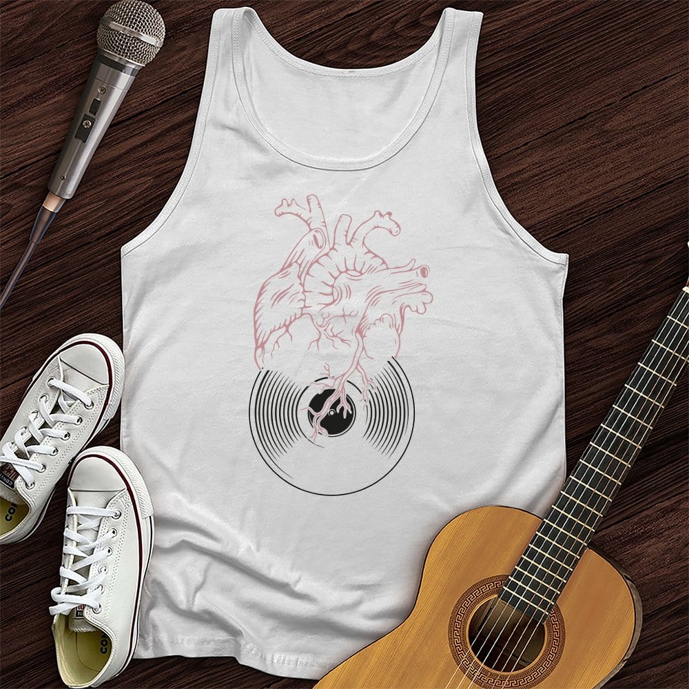 Printify Tank Top White / XS Vinyl Heart Tank Top