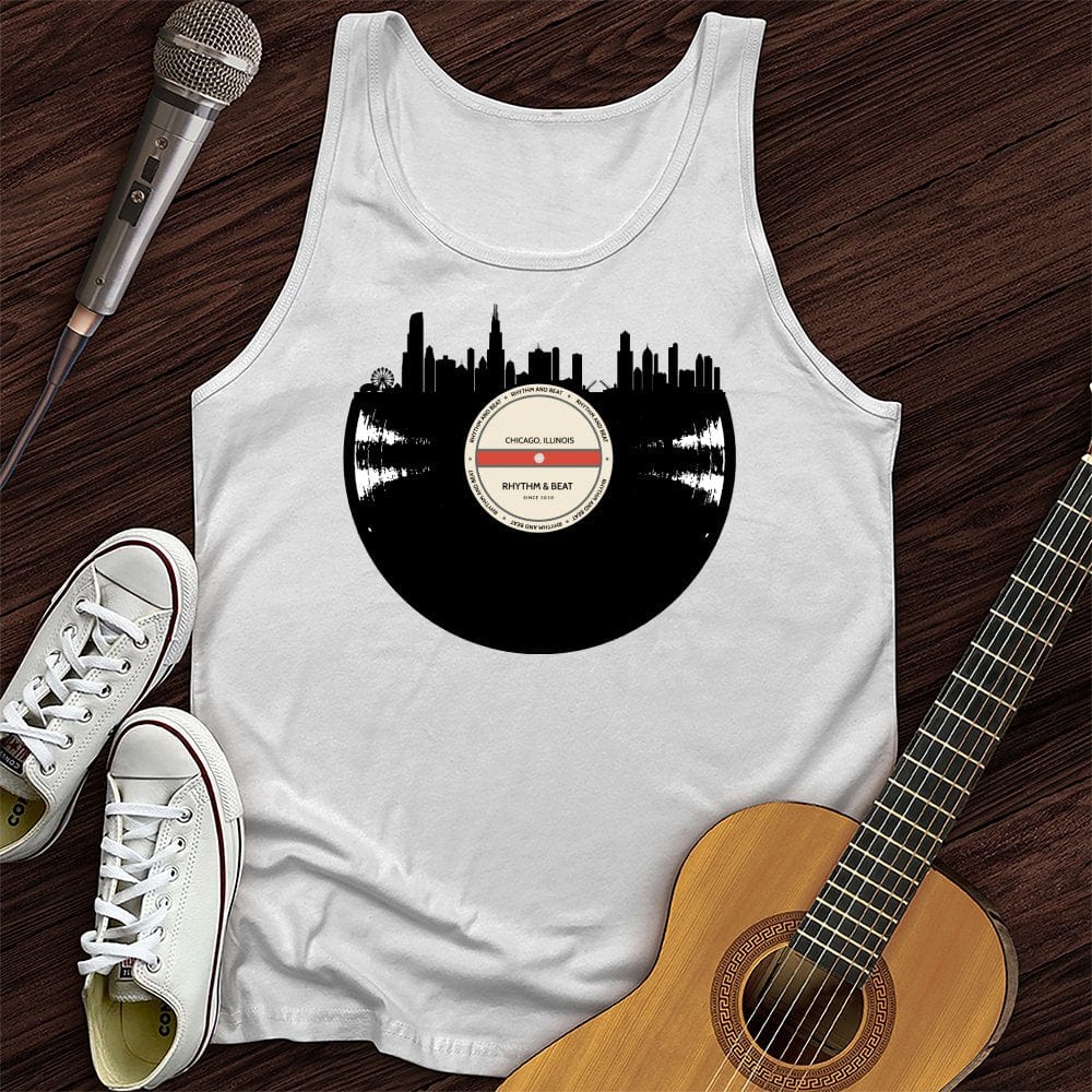 Printify Tank Top White / XS Vinyl Skyline Chicago Unisex Tank