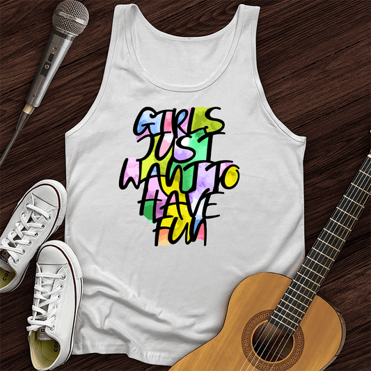 Printify Tank Top White / XS Want To Have Fun Tank Top