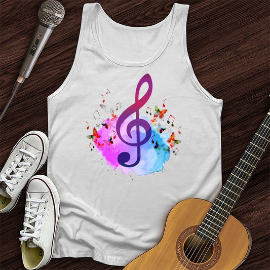 Printify Tank Top White / XS Water Color Treble Clef Unisex Tank Top