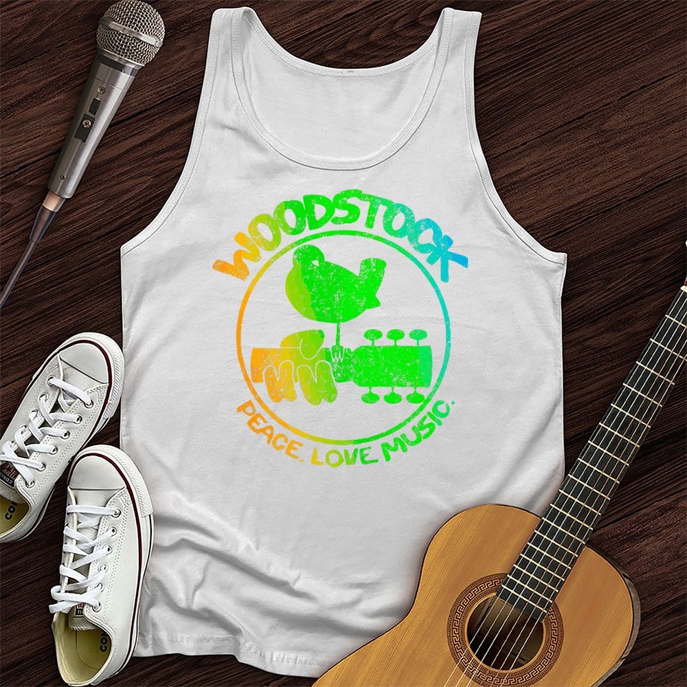 Printify Tank Top White / XS Woodstock Peace Love Music Unisex Tank Top