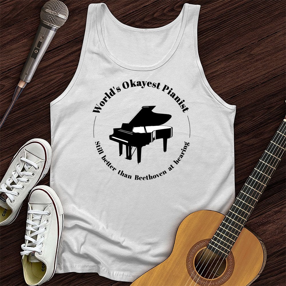 Printify Tank Top White / XS World's Okayest Pianist Unisex Tank